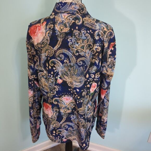 Royal Highness Equestrian Floral Paisley Print Button Long Sleeve Shirt extra la - Picture 2 of 6